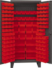 Durham - 126 Bin Storage Cabinet - Steel, 36" Wide x 24" Deep x 78" High, Red - Eagle Tool & Supply
