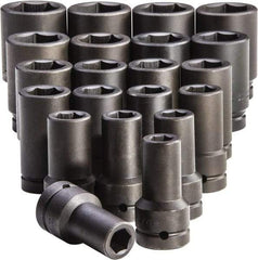 Proto - 21 Piece 1" Drive Deep Impact Socket Set - 6 Points, 3/4 to 2", Inch Measurement Standard - Eagle Tool & Supply