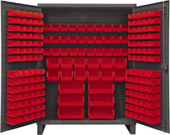 Durham - 198 Bin Storage Cabinet - Steel, 60" Wide x 24" Deep x 78" High, Red - Eagle Tool & Supply