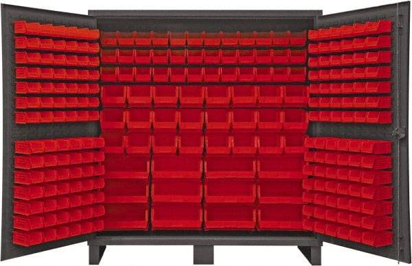 Durham - 240 Bin Storage Cabinet - Steel, 72" Wide x 24" Deep x 78" High, Red - Eagle Tool & Supply