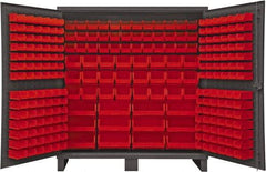 Durham - 240 Bin Storage Cabinet - Steel, 72" Wide x 24" Deep x 78" High, Red - Eagle Tool & Supply