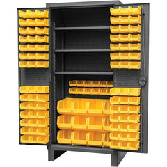 Durham - 3 Shelf 108 Bin Storage Cabinet - Steel, 36" Wide x 24" Deep x 78" High, Gray - Eagle Tool & Supply
