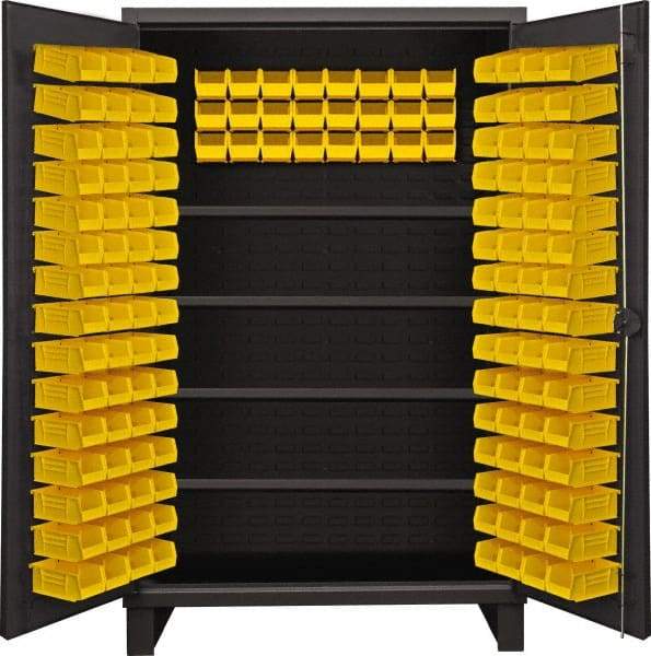 Durham - 4 Shelf 144 Bin Storage Cabinet - Steel, 48" Wide x 24" Deep x 78" High, Gray - Eagle Tool & Supply