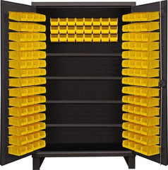 Durham - 4 Shelf 144 Bin Storage Cabinet - Steel, 48" Wide x 24" Deep x 78" High, Gray - Eagle Tool & Supply