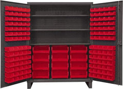 Durham - 3 Shelf 156 Bin Storage Cabinet - Steel, 60" Wide x 24" Deep x 78" High, Red - Eagle Tool & Supply