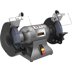 Jet - 10" Wheel Diam x 1" Wheel Width, 1-1/2 hp Grinder - 1" Arbor Hole Diam, 1 Phase, 1,720 Max RPM, 115 Volts - Eagle Tool & Supply