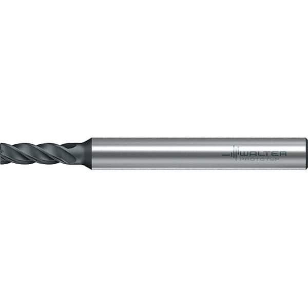 Walter-Prototyp - 3mm, 8mm LOC, 6mm Shank Diam, 57mm OAL, 4 Flute, Solid Carbide Square End Mill - TiAlN Finish, 38° Helix, Right Hand Cut, Right Hand Flute, Series MC251-A-4-B - Eagle Tool & Supply