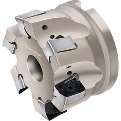 Walter - 4 Inserts, 50mm Cut Diam, 22mm Arbor Diam, Indexable Square-Shoulder Face Mill - 0° Lead Angle, 40mm High, Through Coolant, Series F4041-B1-LN1307 - Eagle Tool & Supply