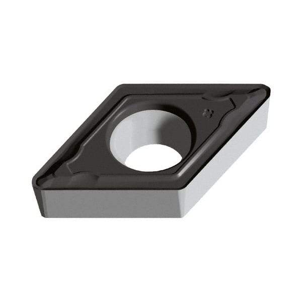 Walter - DCMT PF Grade WSM30S Turning Insert - TiAlN+Al2O3+(Al) Finish, 55° Rhombic, 6.35mm Inscr Circle, 2.38mm Thick, 0.8mm Corner Radius - Eagle Tool & Supply
