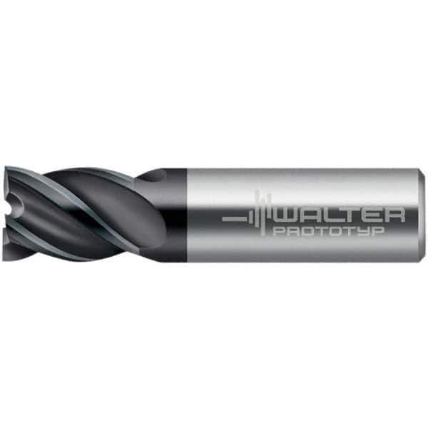 Walter-Prototyp - 8mm, 9mm LOC, 8mm Shank Diam, 44mm OAL, 4 Flute, Solid Carbide Square End Mill - TiAlN Finish, 45° Helix, Right Hand Cut, Right Hand Flute, Series MC321-A-4-S - Eagle Tool & Supply