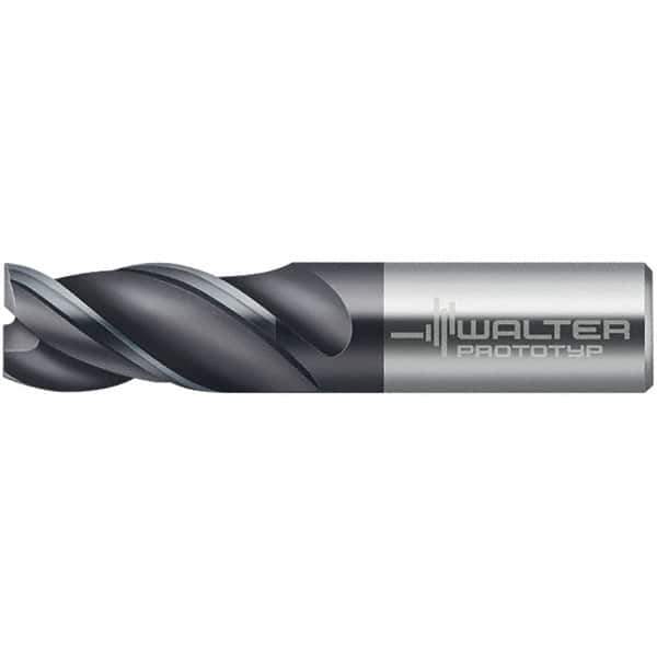 Walter-Prototyp - 12mm, 22mm LOC, 12mm Shank Diam, 73mm OAL, 3 Flute, Solid Carbide Square End Mill - TiAlN Finish, 45° Helix, Right Hand Cut, Right Hand Flute, Series MC321-A-3-A - Eagle Tool & Supply