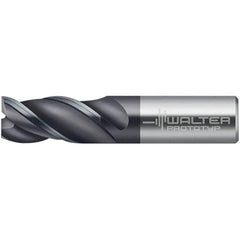 Walter-Prototyp - 12mm, 22mm LOC, 12mm Shank Diam, 73mm OAL, 3 Flute, Solid Carbide Square End Mill - TiAlN Finish, 45° Helix, Right Hand Cut, Right Hand Flute, Series MC321-A-3-A - Eagle Tool & Supply