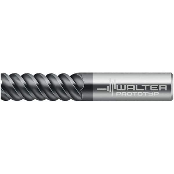 Walter-Prototyp - 10mm, 22mm LOC, 10mm Shank Diam, 72mm OAL, 6 Flute, Solid Carbide Square End Mill - TiAlN Finish, 60° Helix, Right Hand Cut, Right Hand Flute, Series MC129-A-6-B - Eagle Tool & Supply