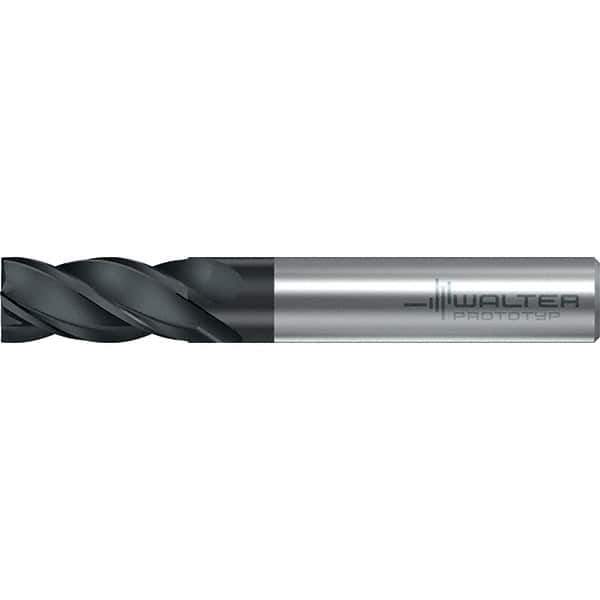 Walter-Prototyp - 10mm, 22mm LOC, 10mm Shank Diam, 72mm OAL, 4 Flute, Solid Carbide Square End Mill - TiAlN Finish, 38° Helix, Right Hand Cut, Right Hand Flute, Series MC251-A-4-B - Eagle Tool & Supply