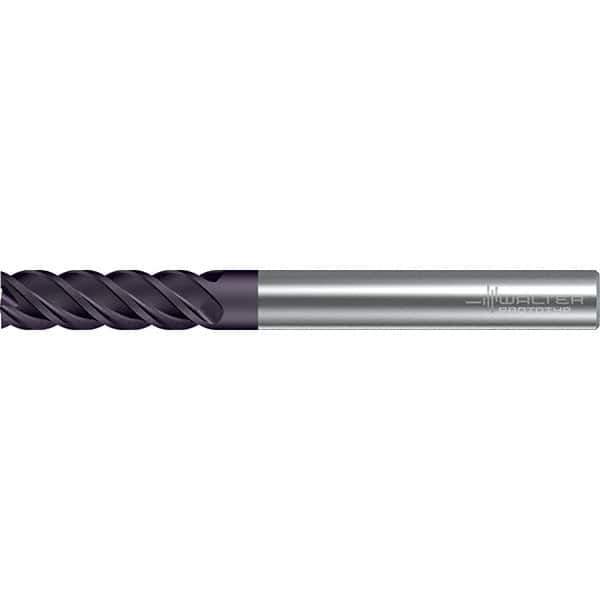 Walter-Prototyp - 10mm, 50mm LOC, 10mm Shank Diam, 118mm OAL, 4 Flute, Solid Carbide Square End Mill - TiAlN Finish, 45° Helix, Right Hand Cut, Right Hand Flute, Series MC122-A-X - Eagle Tool & Supply