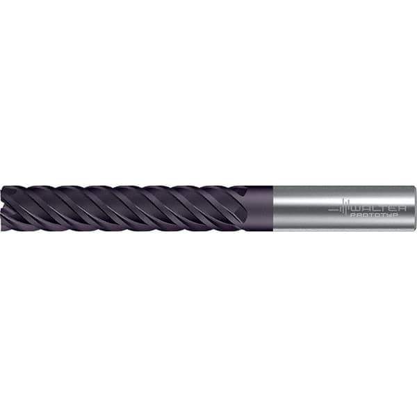 Walter-Prototyp - 25mm, 45mm LOC, 25mm Shank Diam, 121mm OAL, 5 Flute, Solid Carbide Square End Mill - TiAlN Finish, 45° Helix, Right Hand Cut, Right Hand Flute, Series MC122-W-B - Eagle Tool & Supply
