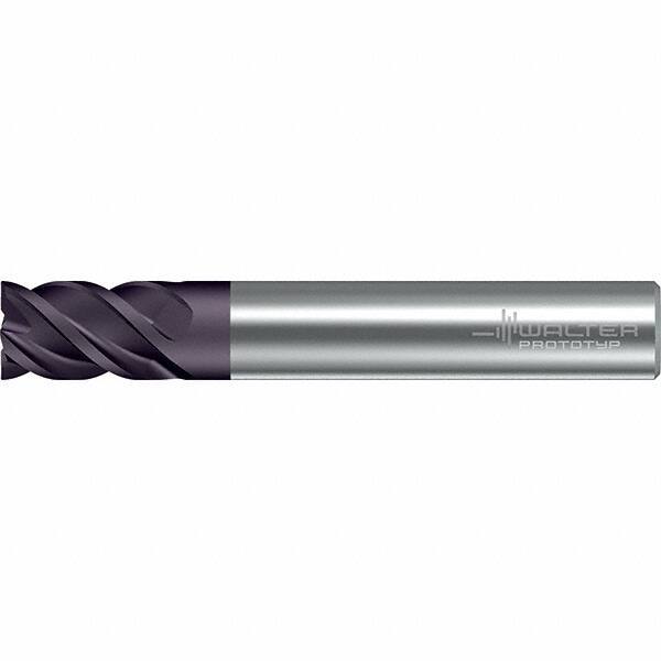 Walter-Prototyp - 12mm, 16mm LOC, 12mm Shank Diam, 73mm OAL, 4 Flute, Solid Carbide Square End Mill - TiAlN Finish, 45° Helix, Right Hand Cut, Right Hand Flute, Series MC322-A-A - Eagle Tool & Supply