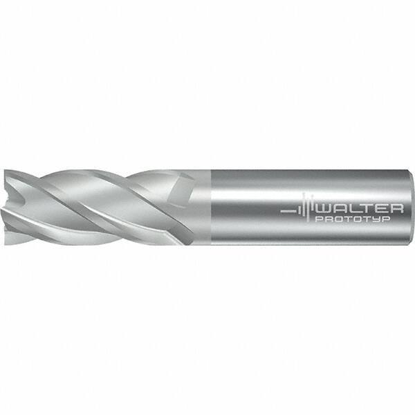 Walter-Prototyp - 12.7mm, 25mm LOC, 12.7mm Shank Diam, 88.9mm OAL, 4 Flute, Solid Carbide Square End Mill - TiAlN/TiAl Finish, 38° Helix, Right Hand Cut, Right Hand Flute, Series AH2034217 - Eagle Tool & Supply