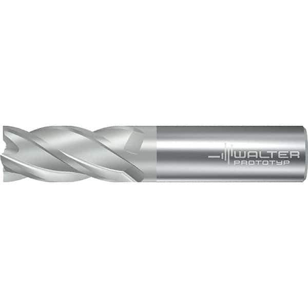 Walter-Prototyp - 19.05mm, 38mm LOC, 19.05mm Shank Diam, 101.6mm OAL, 4 Flute, Solid Carbide Square End Mill - TiAlN/TiAl Finish, 38° Helix, Right Hand Cut, Right Hand Flute, Series AH2034217 - Eagle Tool & Supply