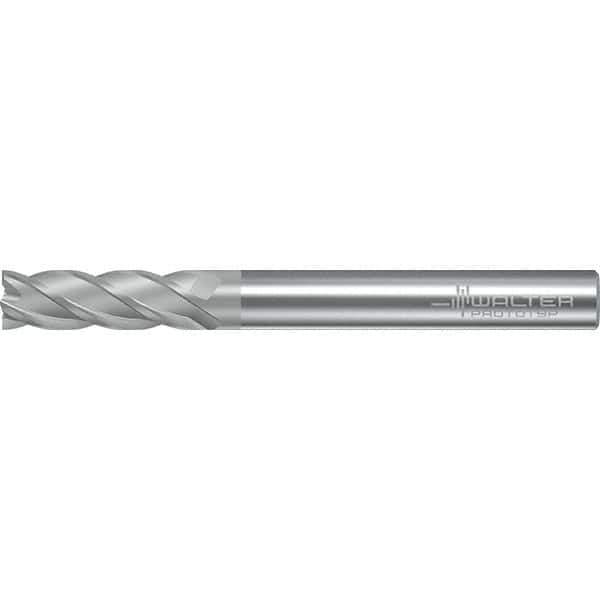 Walter-Prototyp - 9.53mm, 22mm LOC, 9.53mm Shank Diam, 76.2mm OAL, 4 Flute, Solid Carbide Square End Mill - TiAlN/TiAl Finish, 38° Helix, Right Hand Cut, Right Hand Flute, Series AH2034217 - Eagle Tool & Supply