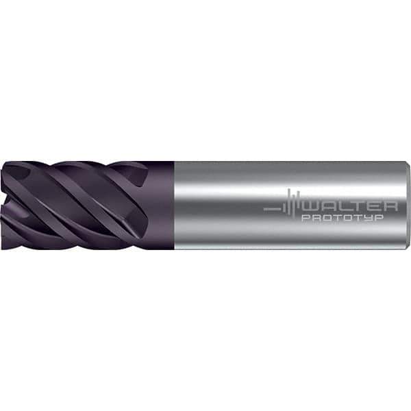 Walter-Prototyp - 20mm, 26mm LOC, 20mm Shank Diam, 92mm OAL, 5 Flute, Solid Carbide Square End Mill - TiAlN Finish, 45° Helix, Right Hand Cut, Right Hand Flute, Series MC322-A-A - Eagle Tool & Supply