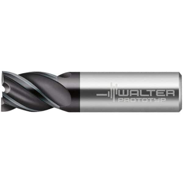 Walter-Prototyp - 12mm, 22mm LOC, 12mm Shank Diam, 73mm OAL, 4 Flute, Solid Carbide Square End Mill - TiAlN Finish, 45° Helix, Right Hand Cut, Right Hand Flute, Series MC321-A-4-A - Eagle Tool & Supply