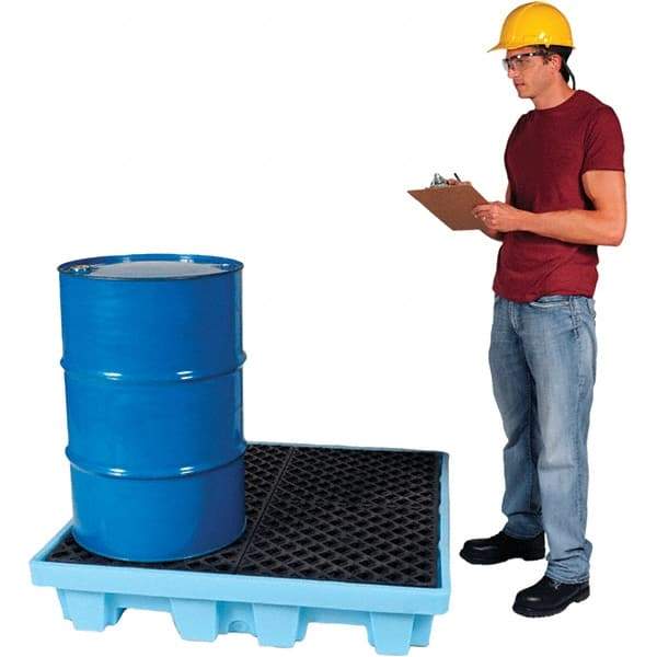 UltraTech - 66 Gal Sump, 6,000 Lb Capacity, 4 Drum, Polyethylene, Fluorinated P4 Fluorinated & Nestable Spill Pallet, No Drain - 51" Long x 51" Wide x 10" High - Eagle Tool & Supply