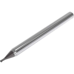 Seco - 1.5mm Diam, 1.5mm LOC, 2 Flute Solid Carbide Ball End Mill - SIRON-A Finish, Single End, 50mm OAL, 4mm Shank Diam, Spiral Flute - Eagle Tool & Supply