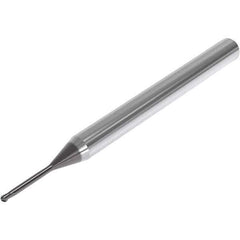 Seco - 3mm Diam, 3mm LOC, 2 Flute Solid Carbide Ball End Mill - SIRON-A Finish, Single End, 70mm OAL, 4mm Shank Diam, Spiral Flute - Eagle Tool & Supply