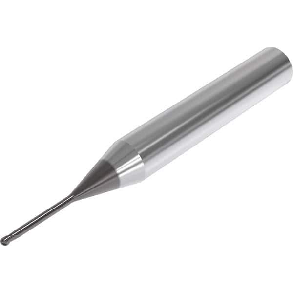 Seco - 1.2mm Diam, 1.2mm LOC, 2 Flute Solid Carbide Ball End Mill - SIRON-A Finish, Single End, 50mm OAL, 6mm Shank Diam, Spiral Flute - Eagle Tool & Supply