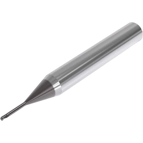 Seco - 2mm Diam, 2mm LOC, 3 Flute Solid Carbide Ball End Mill - SIRON-A Finish, Single End, 60mm OAL, 6mm Shank Diam, Spiral Flute - Eagle Tool & Supply