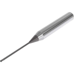 Seco - 1mm Diam, 1mm LOC, 2 Flute Solid Carbide Ball End Mill - SIRON-A Finish, Single End, 60mm OAL, 6mm Shank Diam, Spiral Flute - Eagle Tool & Supply