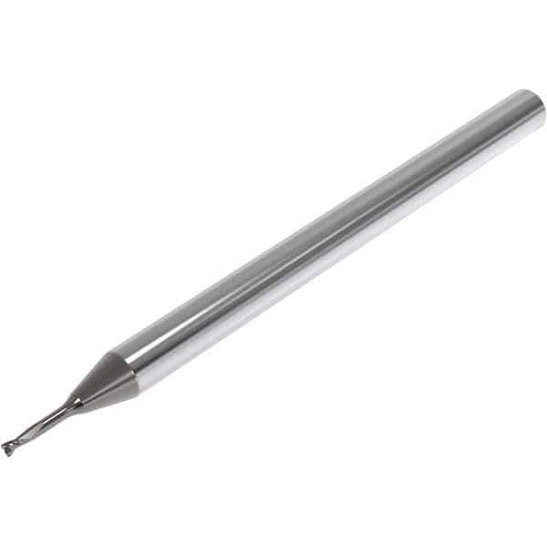 Seco - 0.5mm, 2 Flute, Single End, Solid Carbide, 0.05mm Corner Radius End Mill - 40mm OAL, 30° Helix, Right Hand Flute, 0.7mm LOC, Right Hand Cut, 4mm Extended Reach - Eagle Tool & Supply