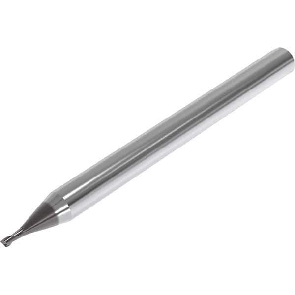 Seco - 0.4mm, 0.6mm LOC, 4mm Shank Diam, 45mm OAL, 2 Flute, Solid Carbide Square End Mill - Single End, SIRON-A Finish, Spiral Flute, 30° Helix, Centercutting, Right Hand Cut, Right Hand Flute, Series JME542 - Eagle Tool & Supply