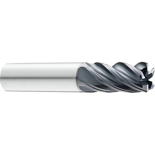 SGS - 12mm, 5 Flute, Single End, Solid Carbide, 0.0591" Corner Radius End Mill - 83mm OAL, 37° Helix, 12mm LOC, Right Hand Cut - Eagle Tool & Supply
