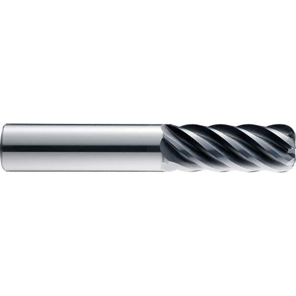 SGS - 1/2", 6 Flute, Single End, Solid Carbide, 0.015" Corner Radius End Mill - 4" OAL, 41° Helix, 5/8" LOC, Right Hand Cut - Eagle Tool & Supply