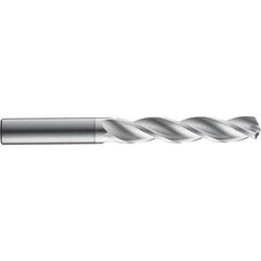 SGS - 9mm 124° Solid Carbide Jobber Drill - TiB2 Finish, Right Hand Cut, Spiral Flute, Straight Shank, 91mm OAL, Notched Point - Eagle Tool & Supply