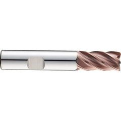 SGS - 7/16", 7/8" LOC, 7/16" Shank Diam, 2-3/4" OAL, 5 Flute, Solid Carbide Square End Mill - Single End, Ti-NAMITE-M Finish, Spiral Flute, 37° Helix, Centercutting, Right Hand Cut, Right Hand Flute, Series Z5S - Eagle Tool & Supply
