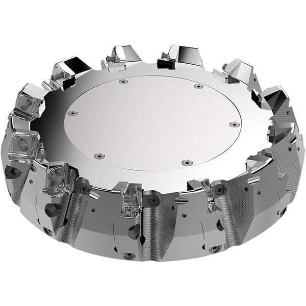 Seco - 250mm Cut Diam, 60mm Arbor Hole, 11mm Max Depth of Cut, 71° Indexable Chamfer & Angle Face Mill - 11 Inserts, 80 Insert, Right Hand Cut, 11 Flutes, Through Coolant, Series R220.56 - Eagle Tool & Supply
