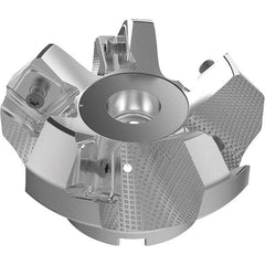 Seco - 3.15" Cut Diam, 1" Arbor Hole, 9mm Max Depth of Cut, 48° Indexable Chamfer & Angle Face Mill - 5 Inserts, Right Hand Cut, 5 Flutes, Through Coolant, Series R220.54 - Eagle Tool & Supply
