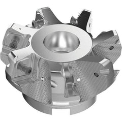 Seco - 3.94" Cut Diam, 1-1/2" Arbor Hole, 11mm Max Depth of Cut, 71° Indexable Chamfer & Angle Face Mill - 7 Inserts, Right Hand Cut, 7 Flutes, Through Coolant, Series R220.56 - Eagle Tool & Supply