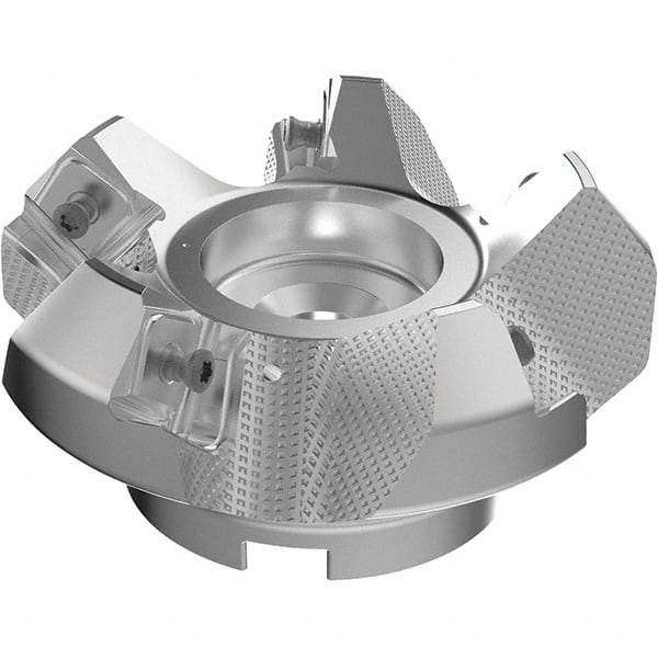 Seco - 100mm Cut Diam, 32mm Arbor Hole, 9mm Max Depth of Cut, 48° Indexable Chamfer & Angle Face Mill - 5 Inserts, 63 Insert, Right Hand Cut, 5 Flutes, Through Coolant, Series R220.54 - Eagle Tool & Supply