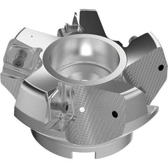Seco - 125mm Cut Diam, 40mm Arbor Hole, 11mm Max Depth of Cut, 71° Indexable Chamfer & Angle Face Mill - 6 Inserts, 63 Insert, Right Hand Cut, 6 Flutes, Through Coolant, Series R220.56 - Eagle Tool & Supply