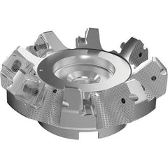 Seco - 125mm Cut Diam, 40mm Arbor Hole, 9mm Max Depth of Cut, 48° Indexable Chamfer & Angle Face Mill - 8 Inserts, 63 Insert, Right Hand Cut, 8 Flutes, Through Coolant, Series R220.54 - Eagle Tool & Supply