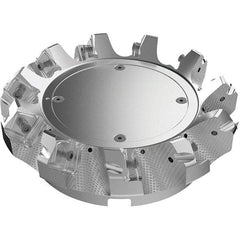Seco - 160mm Cut Diam, 40mm Arbor Hole, 9mm Max Depth of Cut, 48° Indexable Chamfer & Angle Face Mill - 11 Inserts, 63 Insert, Right Hand Cut, 11 Flutes, Through Coolant, Series R220.54 - Eagle Tool & Supply