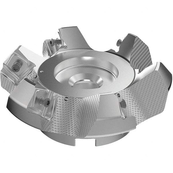 Seco - 125mm Cut Diam, 40mm Arbor Hole, 9mm Max Depth of Cut, 48° Indexable Chamfer & Angle Face Mill - 6 Inserts, 63 Insert, Right Hand Cut, 6 Flutes, Through Coolant, Series R220.54 - Eagle Tool & Supply