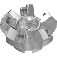 Seco - 80mm Cut Diam, 27mm Arbor Hole, 9mm Max Depth of Cut, 48° Indexable Chamfer & Angle Face Mill - 5 Inserts, 63 Insert, Right Hand Cut, 5 Flutes, Through Coolant, Series R220.54 - Eagle Tool & Supply