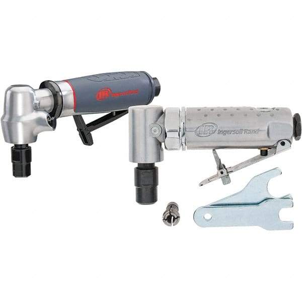 Ingersoll-Rand - 1/4" Collet, Angle Handle, Air Angle Die Grinder - 20,000 RPM, Rear Exhaust, 25 CFM, 0.4 hp, 1/4" Inlet - Eagle Tool & Supply