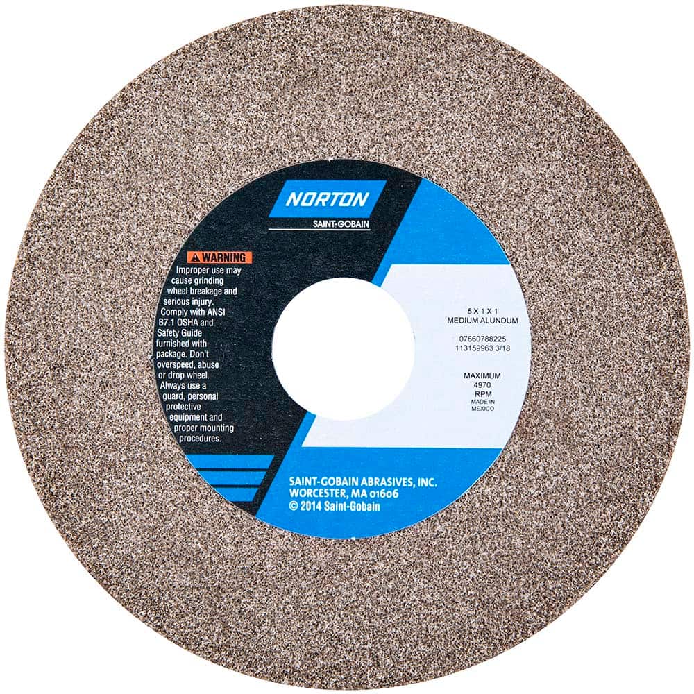 Norton - Bench & Pedestal Grinding Wheels Wheel Diameter (Inch): 5 Hole Size (Inch): 1 - Eagle Tool & Supply