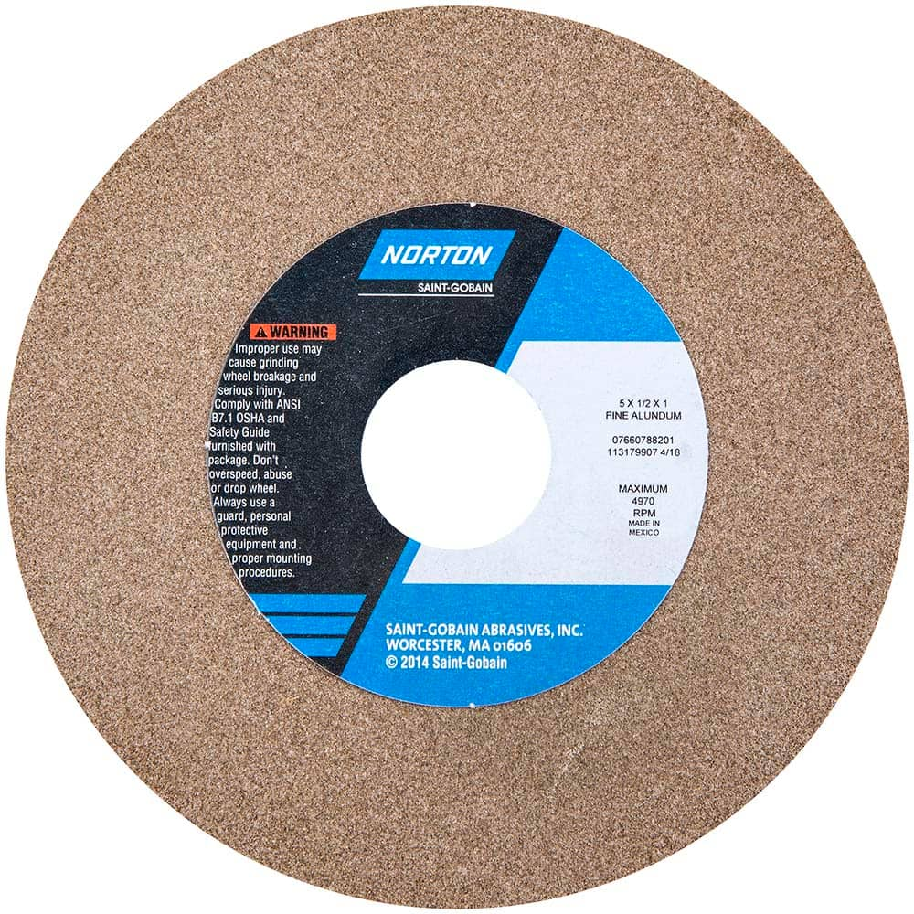 Norton - Bench & Pedestal Grinding Wheels Wheel Diameter (Inch): 5 Hole Size (Inch): 1 - Eagle Tool & Supply